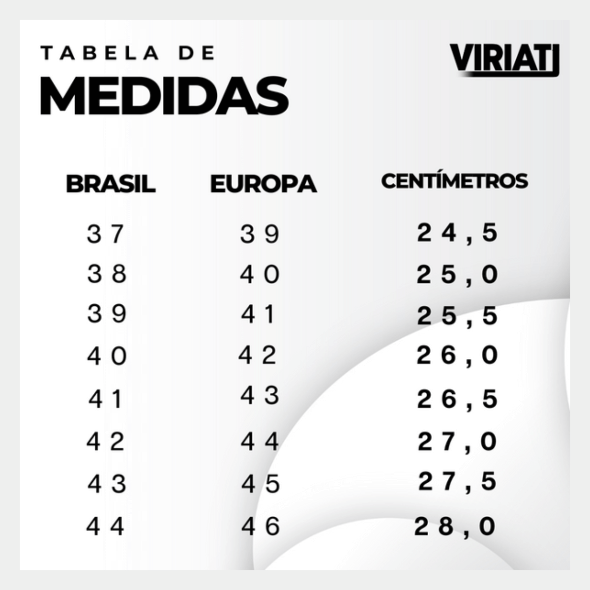 Tabela Medidas Viriati